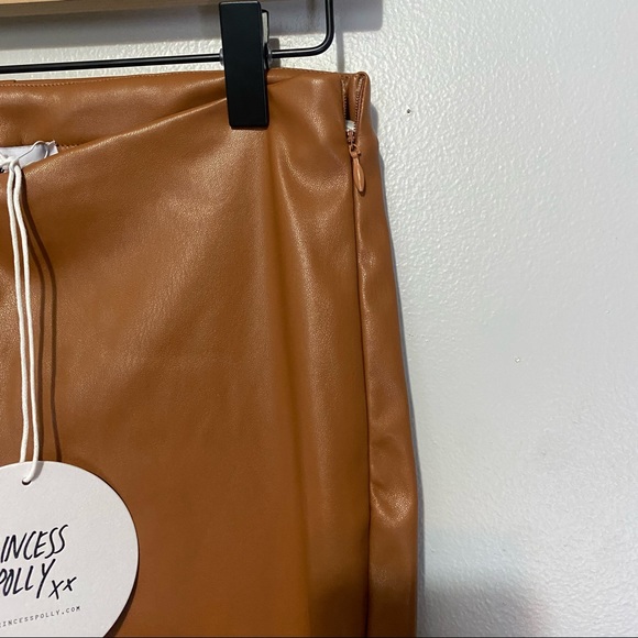 Princess Polly NWT Faux Leather High Waist Perama Pu Pants Brown Size 4 - Picture 10 of 10
